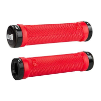 Грипсы ODI Ruffian MTB Lock-On Bonus Pack Bright Red w/Black Clamps, красные с черными замками